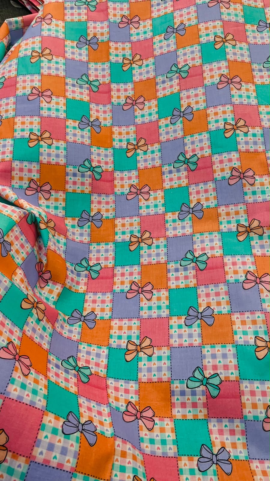 Cheerful Multi-Color Checkered Bow Print A-Line Dress for Girls