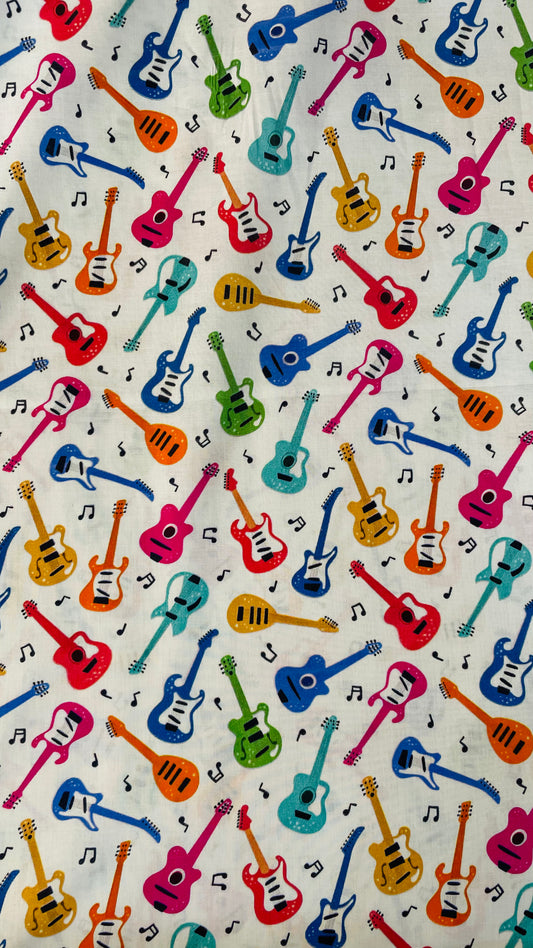 Kids Musical Guitar Lawn Fabric