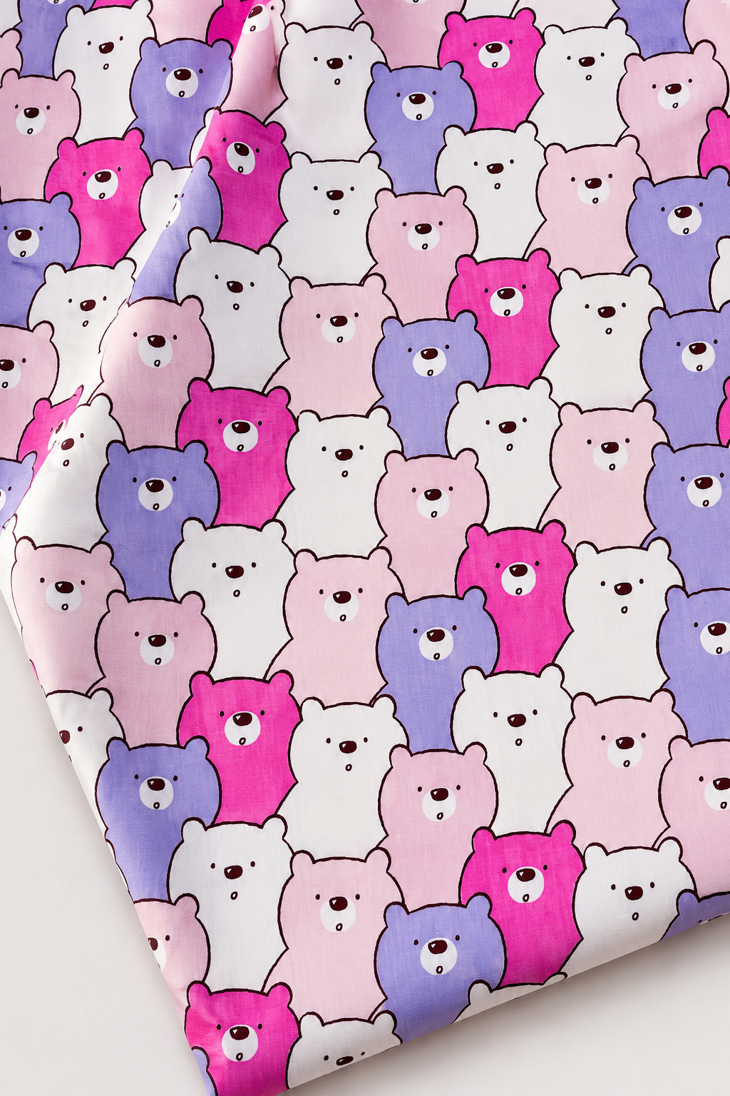 Kids Premium Printed Lawn Fabric – Cute Teddy Bear Design