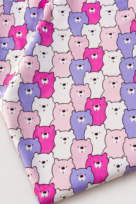 Kids Premium Printed Lawn Fabric – Cute Teddy Bear Design
