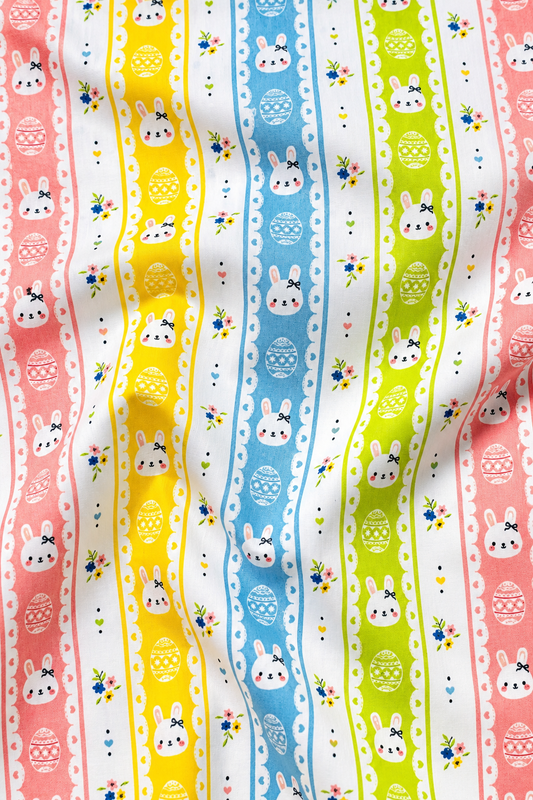 Cute Bunny Stripe Multicolour Kids Print