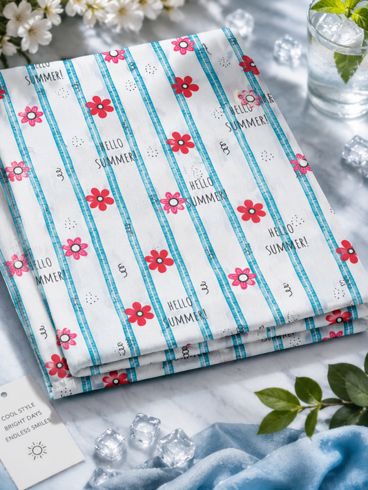 Hello Summer Floral Printed Lawn