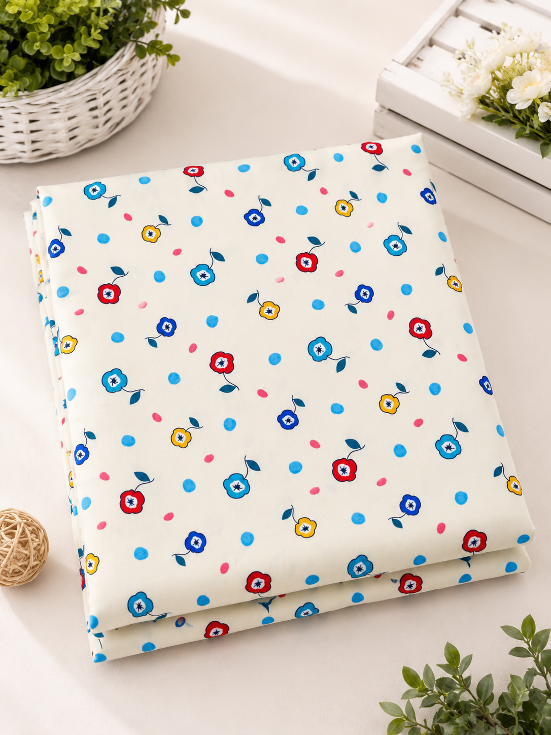 Colourful Floral Polka Dot Print