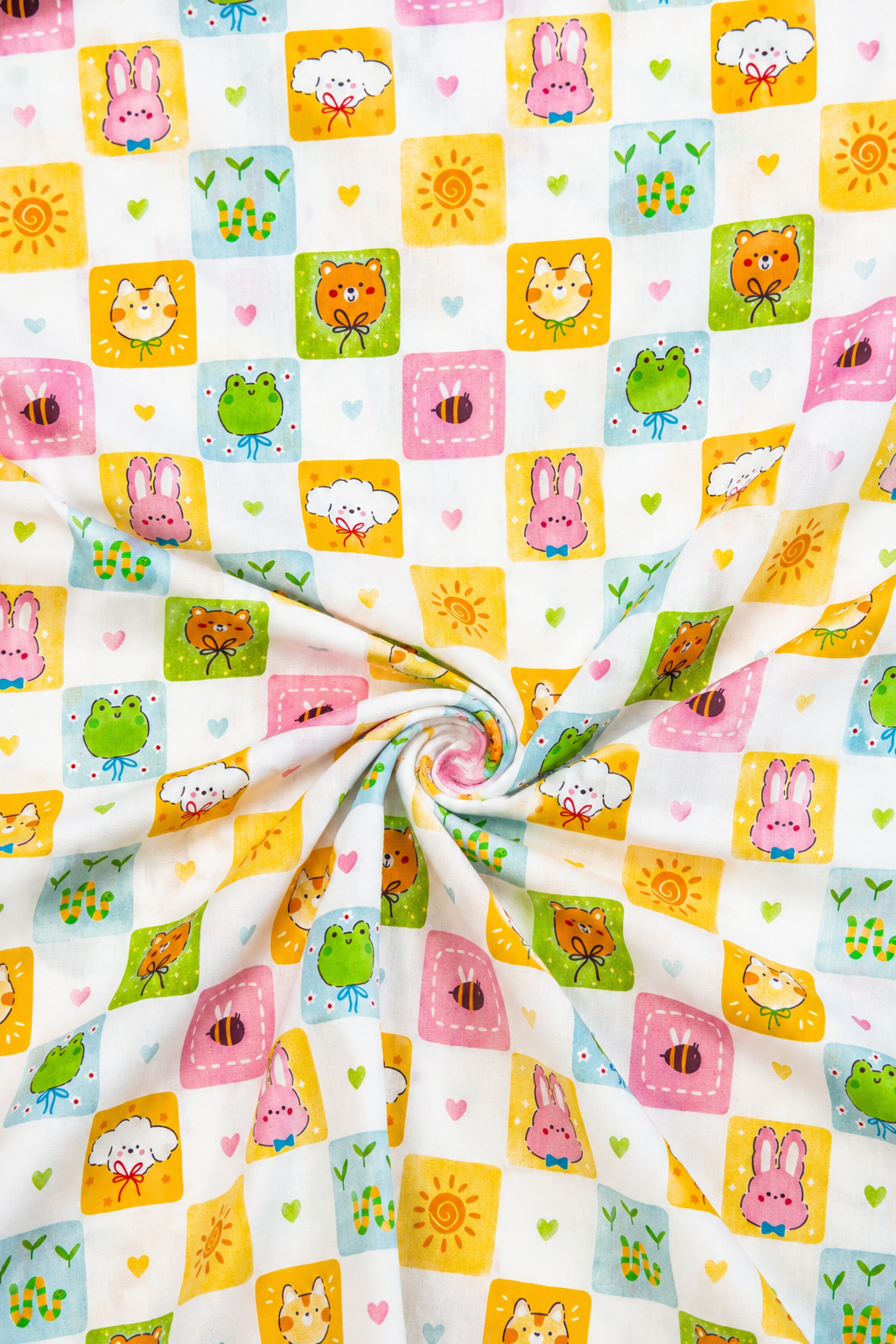 Cute Animal Cartoon – Kids Multicolour Check