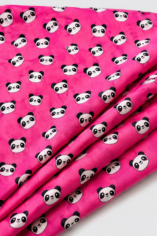 Kids Panda Face Printed Lawn Fabric