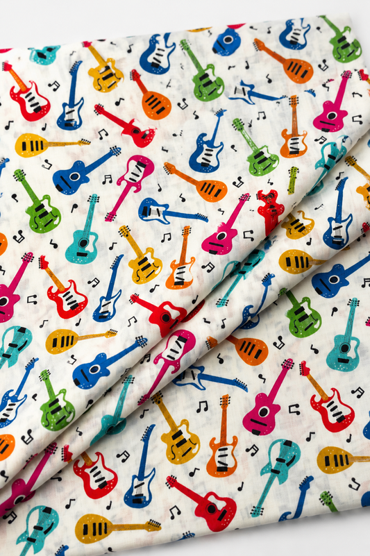 Kids Musical Guitar Lawn Fabric