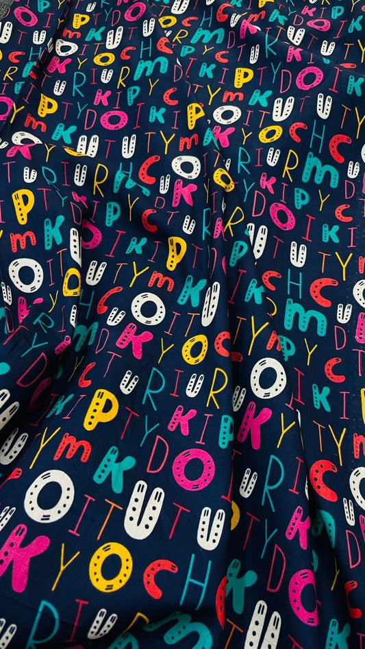 Colorful Alphabet Print A-Line Dress for Girls