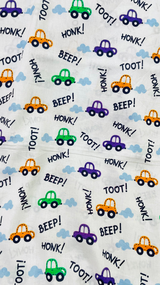 Kids Cartoon Cars Printed BeeP TooT
