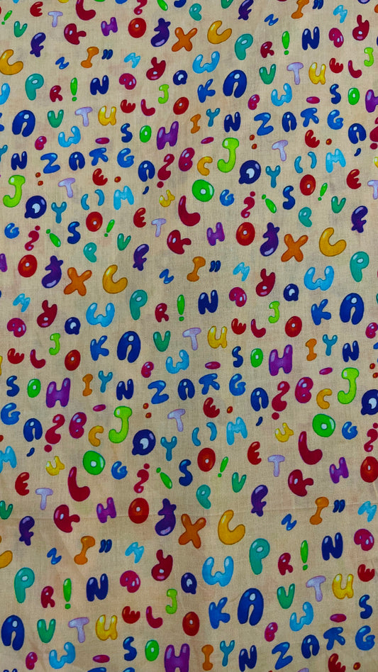 Educational Multi-Color Alphabet Print A-Line Dress for Girls