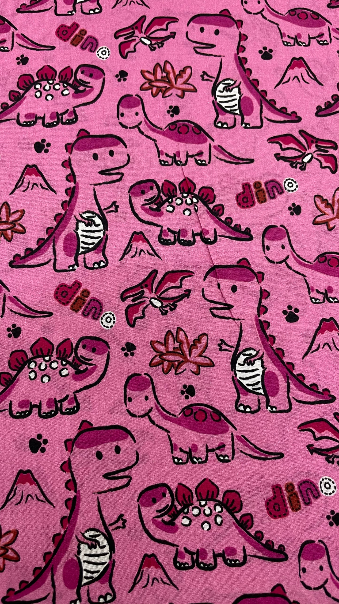 Playful Pink Dinosaur "Dino" Print A-Line Dress for Girls