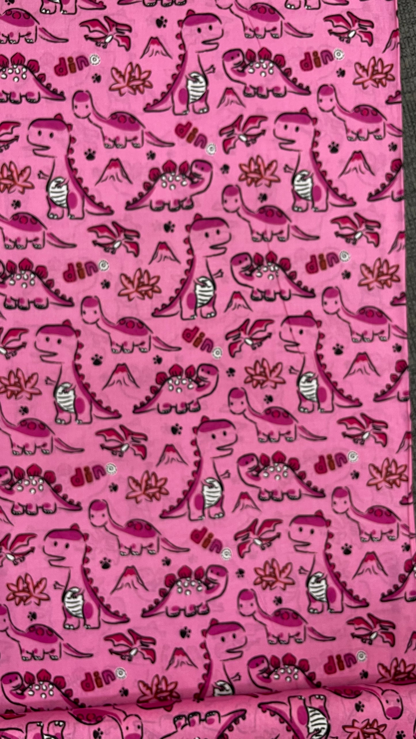 Playful Pink Dinosaur "Dino" Print A-Line Dress for Girls