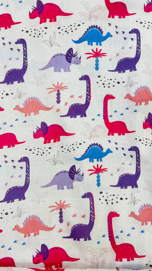 Colorful Dinosaur Kids Lawn Fabric