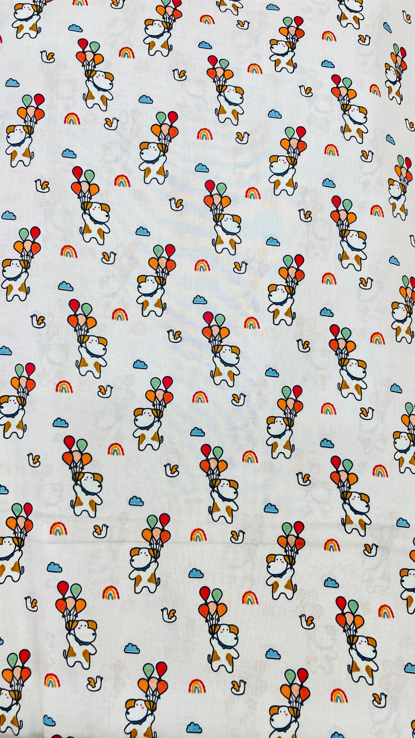 Cute Puppy Balloon Kids Lawn Fabric – Premium Printed Lawn for Baby Boys & Girls