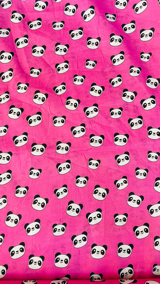 Kids Panda Face Printed Lawn Fabric