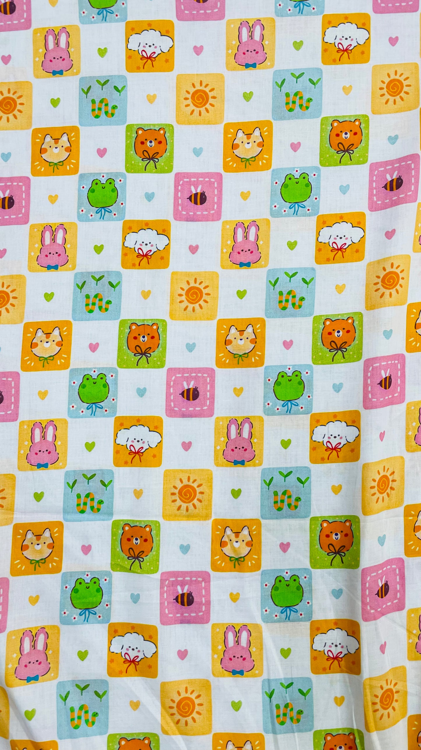 Cute Animal Cartoon – Kids Multicolour Check