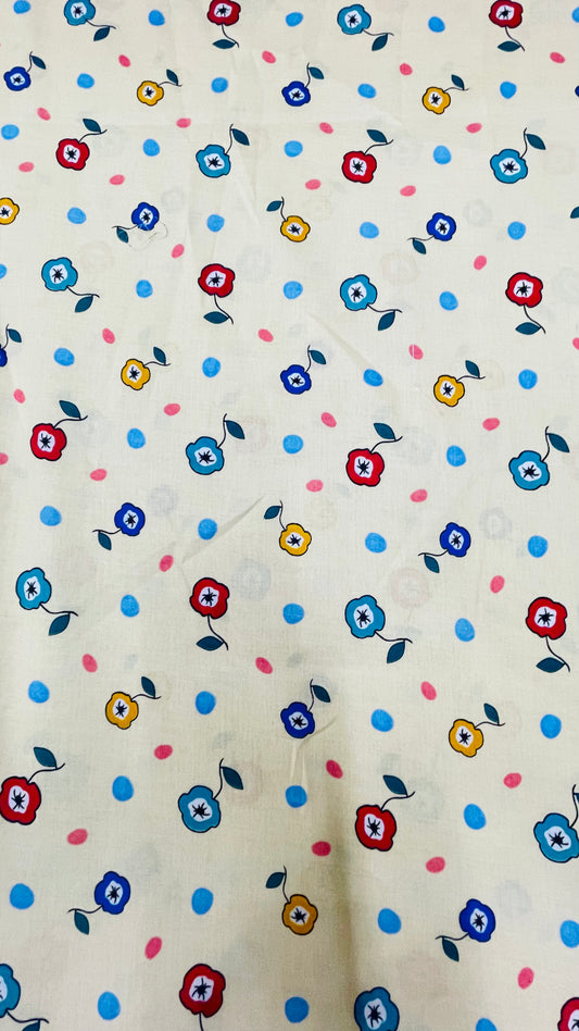 Colourful Floral Polka Dot Lawn Print