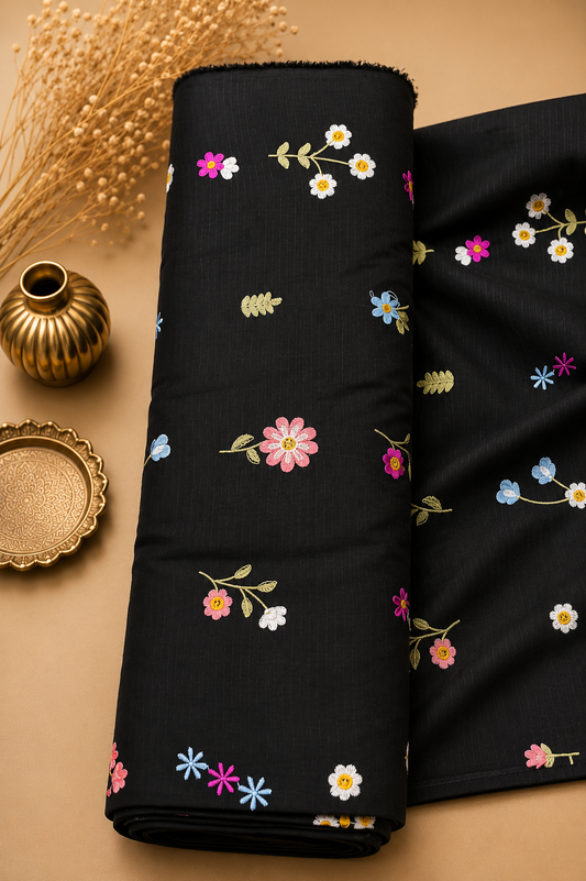 Women's Embroidered Bana Dora Fabric - Black