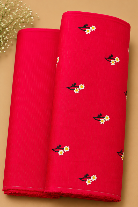 Premium Embroidered Bana Dora Lawn 2 Piece RED